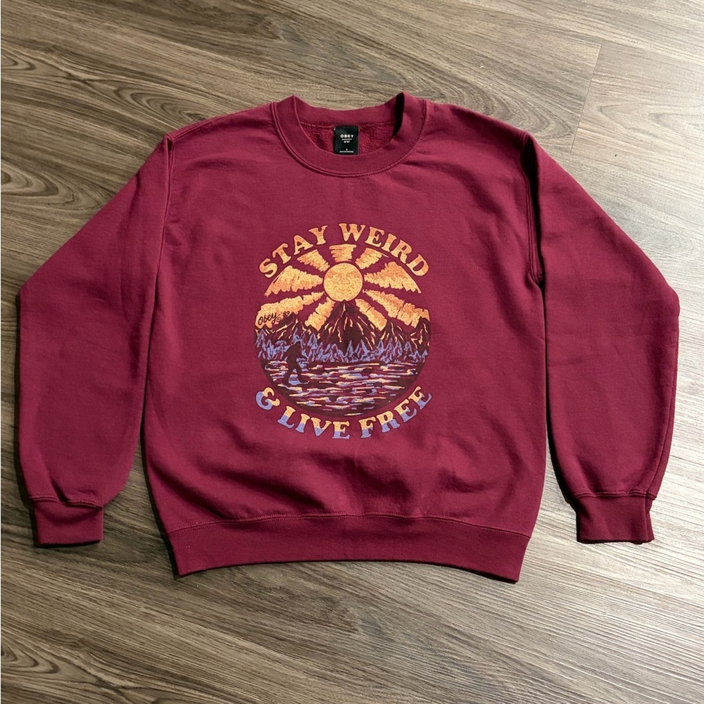 Obey Stay Weird & Live Free Crewneck Sweatshirt - Size Large